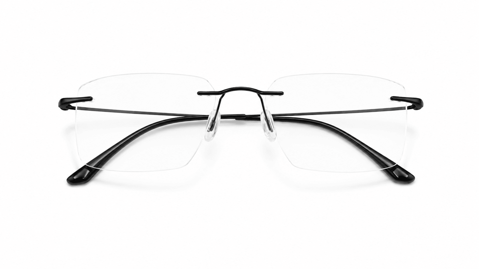 لونا بلاك نظارة طبية تيتانيوم من Yuva نظارة لونا الطبية بدون إطار (Rimless) من التيتانيوم الإيطالي بتصميم مستطيل باللون الفضي، مناسبة للرجال والنساء وتلائم الوجوه البيضاوية والدائرية والقلبية والمربعة.